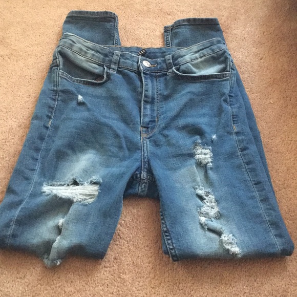 H&M Blue Skinny Distressed Jeggings Size 8 - Picture 1 of 8
